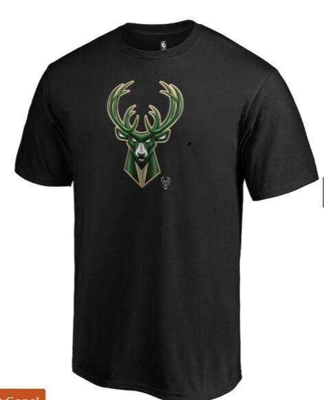 Men NBA Milwaukee Bucks Fanatics Branded Black Midnight Mascot Team T shirt
